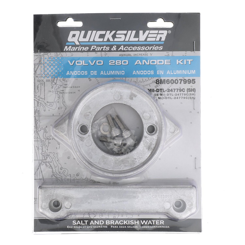 Quicksilver 8M6007995 alumiini anodi kitti,  Volvo 280 sterndrive