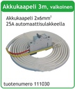 [111030] Akkukaapeli 6mm2 3m 25A automaattisulakkeella, valkoinen